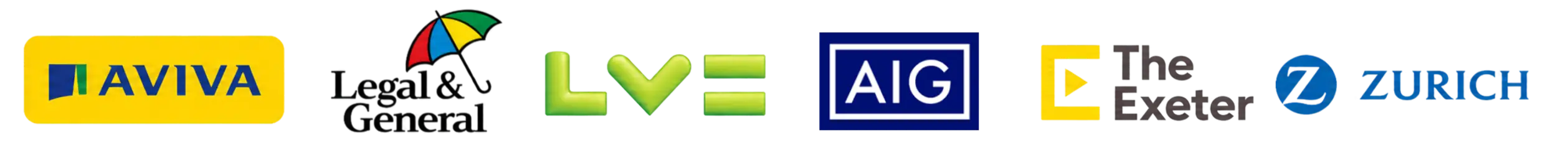 Aviva, AIG, LV, The Exeter, Zurich and Legal & General